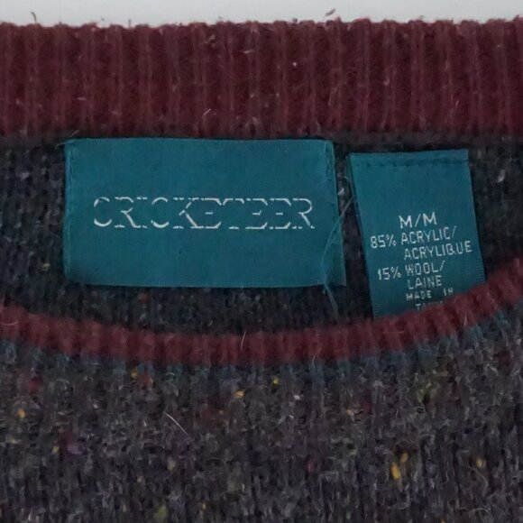 Vintage Cricketeer Grey Wool Blend Equestrian Scene Sweater Old Money Retro M - Picture 5 of 9